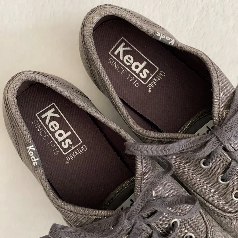 Keds | Champion Ortholite Metallic Linen Gray Sneakers WF57958 Gunmetal Grey 7.5 - Picture 5 of 14
